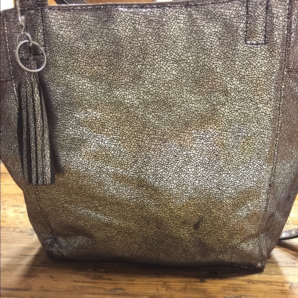 Buckle Metallic Shoulder/ Crossbody Handbag